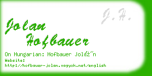 jolan hofbauer business card